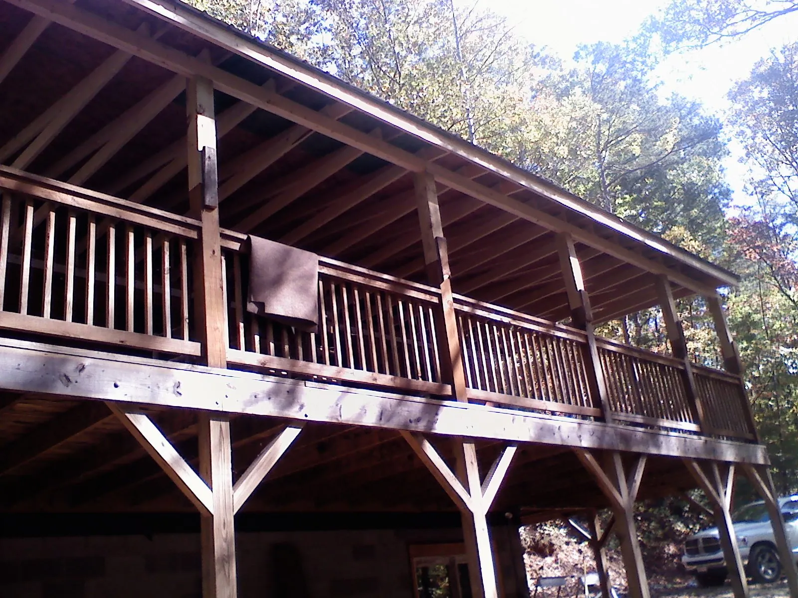 Timber framing under a new elevated porch and deck — Roof Leak Repair in Peckville by Roofing Brothers